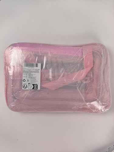 Aucuu 5PCS Clear Toiletry Bags, Wash Bag, Clear PU Makeup Bag, Waterproof Toiletry Travel Bag with Zipper Handle, Portable Airport Cosmetic Bag for Travel Bathroom Men Women (Pink)