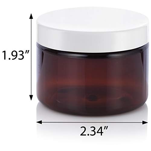 (12 pack) 3 oz Amber PET Plastic Jar with White Lid Refillable Storage Airtight Organizing