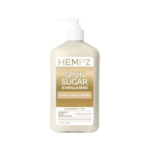 Hempz Cotton Candy Scented Body Lotion ? Spun Sugar & Vanilla Bean, Hydrating Moisturizer for Dry Skin, Body & Hands, Self Care Routine Must Have, 17 fl oz