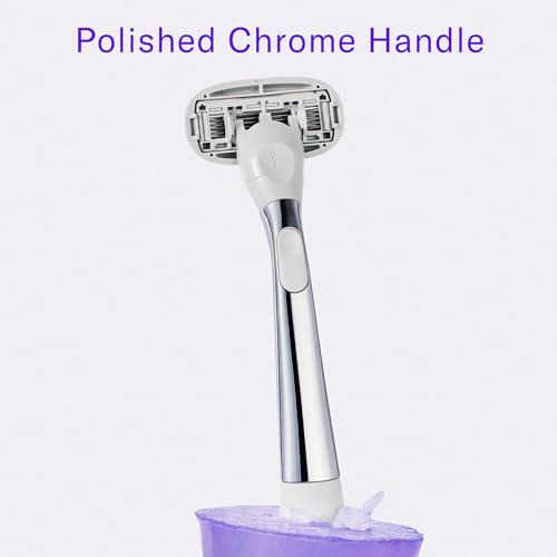Flamingo Razors for Women, 1 Razor (Polished Chrome) Handle and 1 Razor Blade Refill