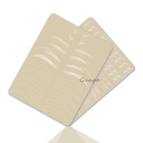 3pcs Double Sided Inkless Practice Skin Tattoo Fake Skin Sheets Microblading Hair Strokes Practice Latex Eyebrow Tattoo Practice Skins (Pre-printed Hair Strokes)