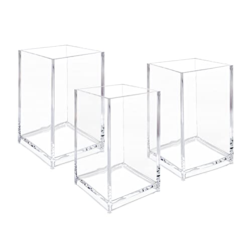 Newkita 3-Pack Clear Acrylic Makeup Brush Holder Cup