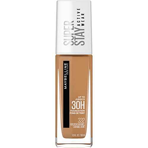 Maybelline Super Stay Full Coverage Liquid Foundation Active Wear Makeup, Up to 30Hr Wear, Transfer, Sweat & Water Resistant, Matte Finish, Golden Caramel, 1 Count
