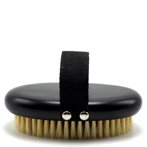 Dry Brush for Men ? Firm bristles, Black Non-Slip Handle, exfoliating Body Tool for Dry Brushing and Lymphatic Drainage