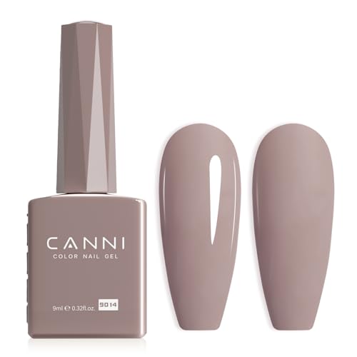CANNI 9014 Light Brown Nude Grey Gel Nail Polish, High-Gloss Soak-Off UV/LED