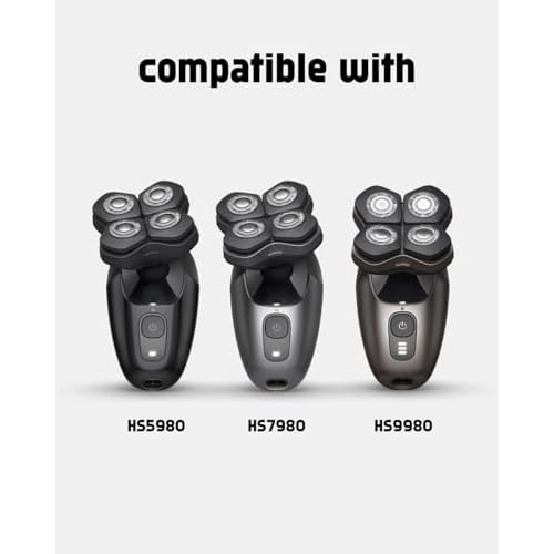 HS740 Replacement Heads Compatible with Philips Norelco Head Shaver Pro 5000 7000 9000 Series, Skull Shaver for Men and Women HS5980 HS7980 HS9980, 2 Cleaning Brush