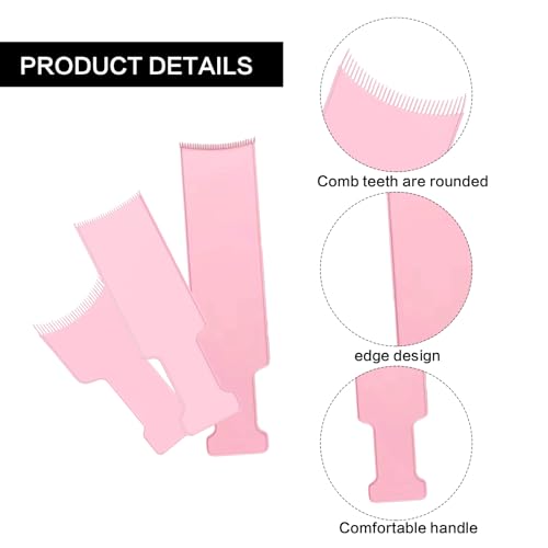 Pink Balayage Hair Coloring Board Set with Teeth - 3 Pcs Highlighting Comb Kit