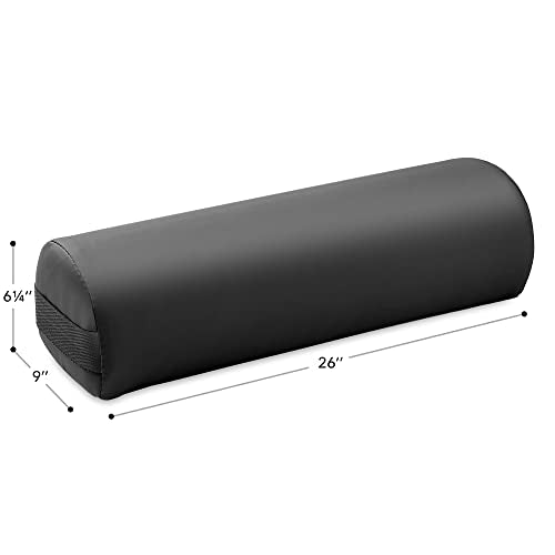 Saloniture 3/4 Jumbo Round Massage Table Bolster Pillow - 26 x 9 In - Black