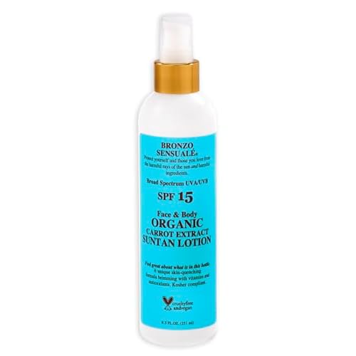 SPF 15 Sunscreen Deep Golden Tanning Organic Carrot Lotion 8.5 Ounces