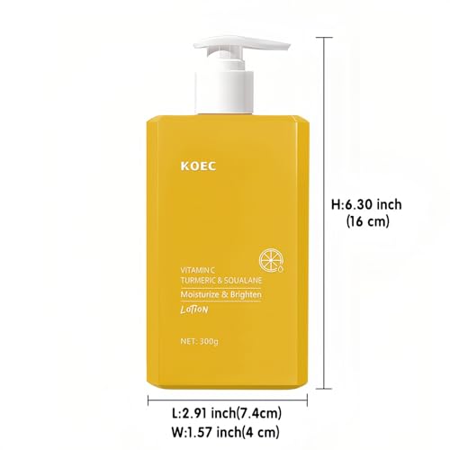 Turmeric & Vitamin C Cream Body Lotion for Dry, Dull Skin, 300 milliliters | Moisturizer Firming, Refreshing, Non-sticky - Scented Glow Body & Face Lotion, 24 Hour Moisture Milk Skin