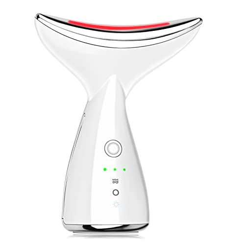 Face Neck Beauty Device Neck Lifting Massager 45℃ Skin Tighten Double Chin Wrinkles 3 Mode Skin Care Tools (White)