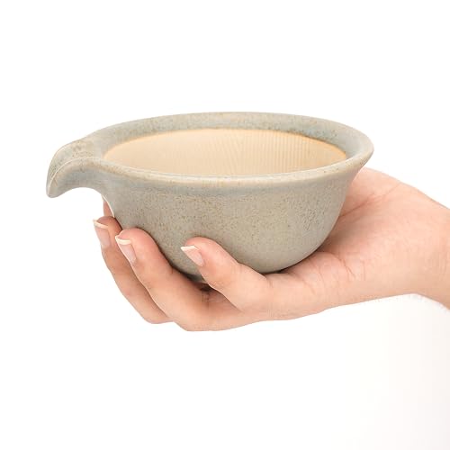 Linkidea Ceramic Shaving & Beard Grooming Bowl for Men, Wide Mouth Lathering Cup for Wet Razors, Traditional Shave Cream Cup (Grey)