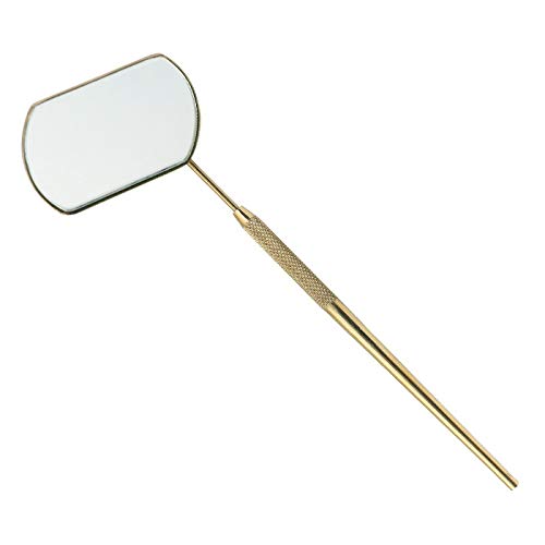 2Pcs EyeLash Extension Mirror, Lash Mirror for Eyelash Extension, Eye Makeup Inspection Mirror, Stainless Steel for Eyelash Extension Supplies and Accessories Golden Titanium Coated