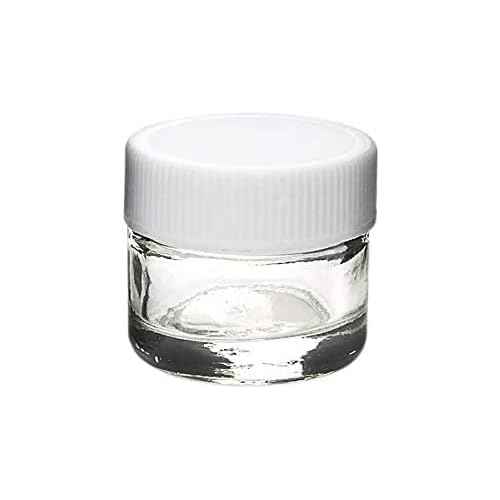 (250 Pack) 5ml Glass Concentrate Screw Top Jars | Essential Oil, Concentrate, Lip Balm or Makeup Containers | White Lids