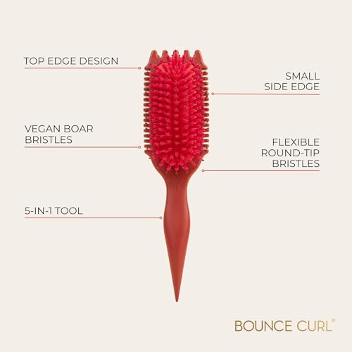 Bounce Curl Ruby Volume EdgeLift 5-in-1 Curl Styling Brush for Defined, Airy Curls