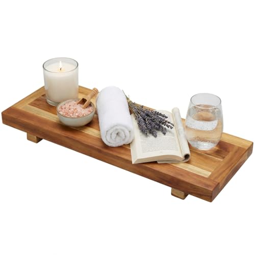EcoDecors 29 Inch Teak Bathtub Tray with 250 lb Capacity