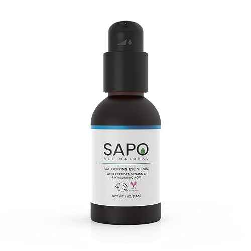 Sapo Eye Serum for Dark Circles and Puffiness, Peptide Eye Gel with Hyaluronic Acid, Vitamin C, Chamomile, and Bergamot, Brighten and Smooth Under Eyes, 1 oz