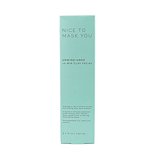 Sun + Moon Nice to Mask You Unwind + Undo 10 Min Clay Facial with Kaolin Clay & Rose, 5.1 fl oz