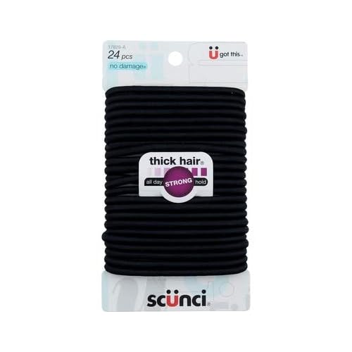 Scunci 1782903a048 Black No Damage Thin Elastics 24 Count