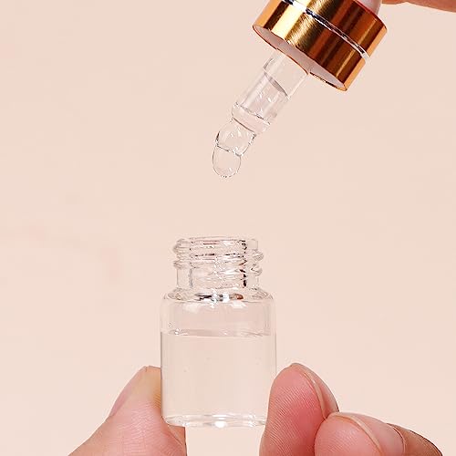 50 Pack 2ml Clear Glass Dropper Bottles with Gold Caps