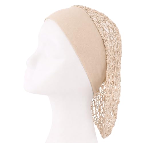Large Black Mesh Hair Net Wrap with Headband - No Marks