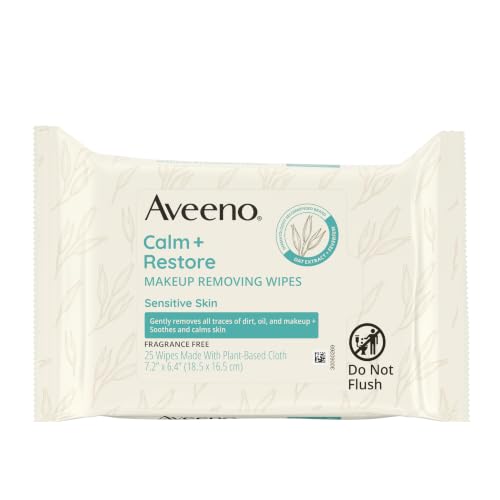 Aveeno Calm + Restore Makeup Remover Wipes, 25 Ct