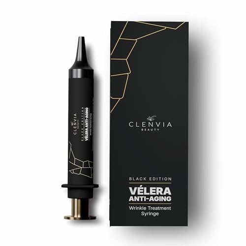 V?lera Anti-Aging Wrinkle Treatment Syringe ? Black Edition by Clenvia Beauty ? Advanced Line-Reduction & Skin-Firming Formula with Cucumber & Rhodiola ? 10ml Precision Applicator