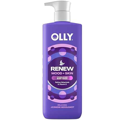 OLLY Renew Body Wash with Vitamin D, Retinol & Botanicals ? Nourishing Cleanser for Skin Barrier Repair, Deep Hydration, Jasmine Bergamot Scent, 17oz