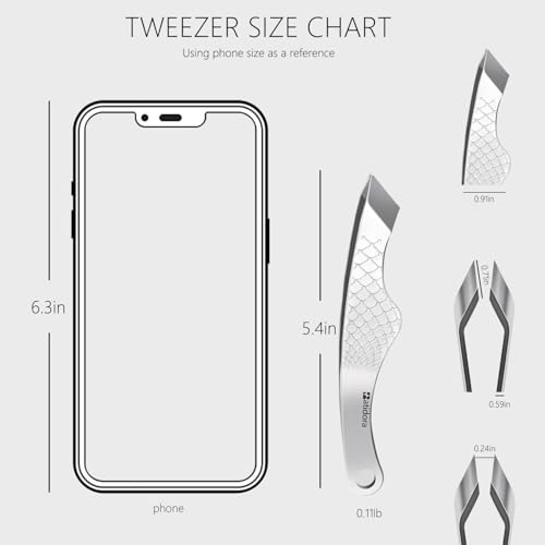 18mm Wide Tweezers for Men - Slant Tip Facial Hair Removal for Precision Beard & Chin Hair - Professional Grade with Case