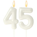 45th Birthday Candle for Women - Classic White Cake Topper
