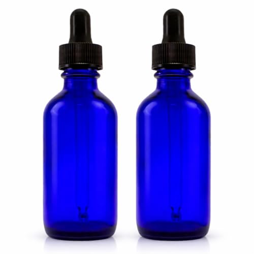 GreenHealth 2oz Cobalt Blue Glass Dropper Bottles Pack of 2