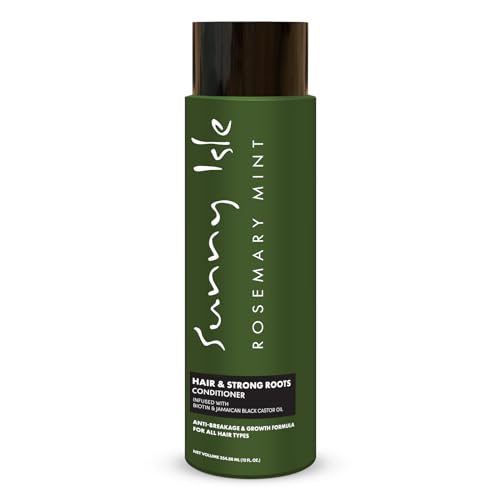 Sunny Isle Rosemary Mint Hair & Strong Roots Conditioner - Anti-Breakage, Growth, Biotin, Castor Oil - 12oz