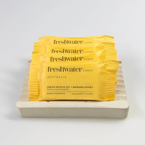 Freshwater Farm Australia Guest Soap Bars|Lemon Myrtle Oil & Manuka Honey Guest Soaps/Mini Soaps | Triple-Milled| 30g x 32 pack for Hotels & Airbnb