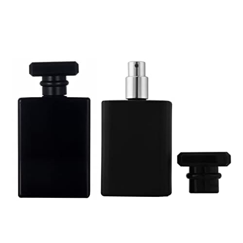 2 Pack Black Glass Perfume Atomizer,100ml Empty Refillable Perfume Spray Bottle for Men and Women,Portable Fragrance Fine Mist Spray Bottle Dispenser for Travel