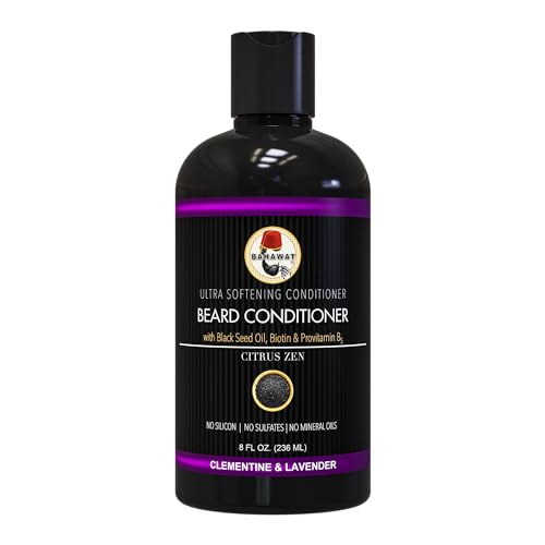 BAHAWAT Beard Conditioner - Citrus Lavender - 8 fl. oz. - Sulfate free - with biotin, provitamin B5, Blackseed oil, Jojoba Oil, Natural Ingredients for a Gentle, Deep Cleanse-Strengthening Wash
