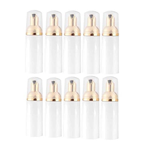 10 Pcs 1.7Oz Lash Shampoo Bottles Foam Bottle with Gold Pump Empty Travel Foaming Dispensers for Soap,Shampoo(Gold,White)