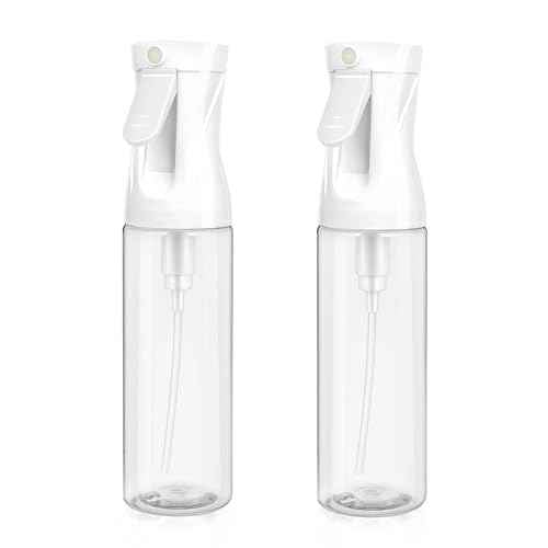 2-Pack Continuous Fine Mist Spray Bottle for Hair - Patented Ultra-Fine Mist for Hairstyling, Cleaning, Plants, and More - BPA-Free, Leak-Proof, 360¡Æ Spray, Durable - White (300 ml/10.1oz)
