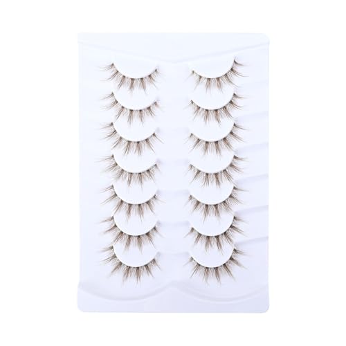 Brown False Eyelashes 7 Pairs Natural Wispy 3D Fluffy