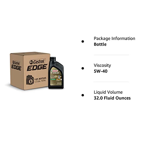 Castrol Edge Euro 5W-40 A3/B4 Advanced Full Synthetic Motor Oil, 1 Quart, Pack of 6