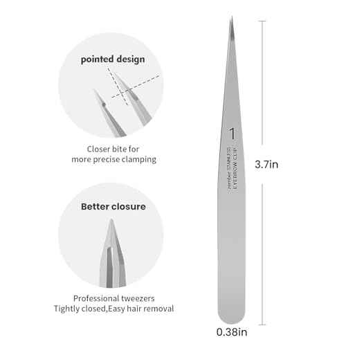 Pointed Tweezers for women Facial hair, Precision Tweezers for Eyebrows, Chin Hair£¬Ingrown Hair, Splinters, Glass Removal£¨Silver£©