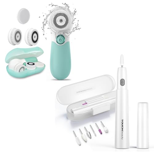 Green Face Scrubber Set Bundled with Electric Nail Drill Set