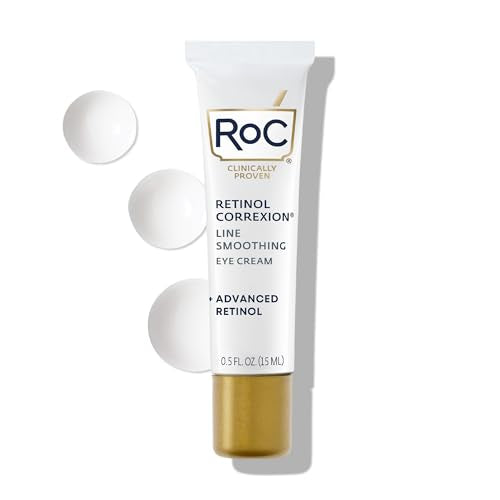 RoC Retinol Correxion Under Eye Cream for Dark Circles & Puffiness, Daily Wrinkle Cream, Anti Aging Line Smoothing Skin Care Treatment for Women and Men, 0.5 oz (Packaging May Vary)