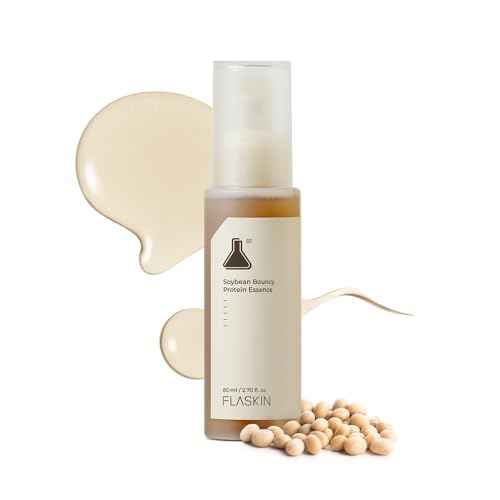 FLASKIN Skin Barrier Essence | Soybean Bouncy Protein Essence | Moisturizing, Strengthens Skin Barrier, Enhances Elasticity | Soybean Protein | Moisturizer for Flaky Skin | Korean Skincare | 80ml