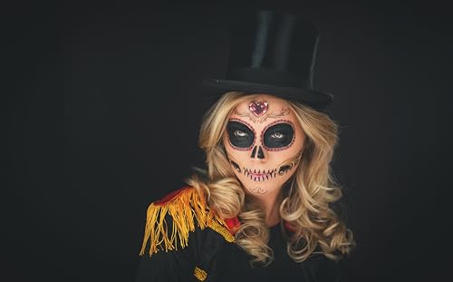 Sugar Skull Face Temporary Tattoo - 2 Pack Dia de los Muertos