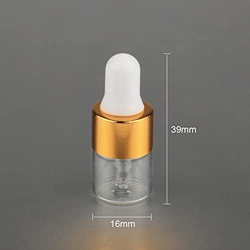 50pcs 1ml Clear Glass Dropper Bottles Essential Oils