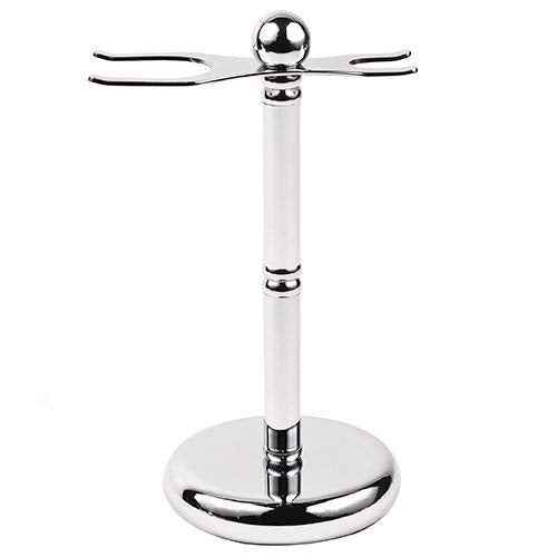 Parker Deluxe Chrome Safety Razor & Shaving Brush Stand – Weighted Chrome-Plated Display Stand for Safety Razors & Brushes (Handles up to 25 mm Knot Size)