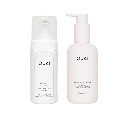 OUAI Anti-Frizz Hair Styling Bundle with Crème & Air Dry Foam - 2 Piece Set