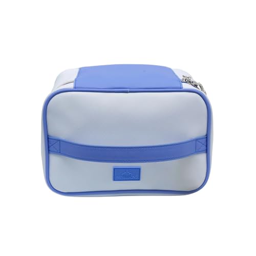 Impressions Vanity Peanuts SNOOPY Winter Makeup Train Case with Artwork, Top Handle Carry Strap Makeup Bag with Slip Pocket, Brush Holder Pocket and Silver Hardware Travel Makeup Organizer for Women