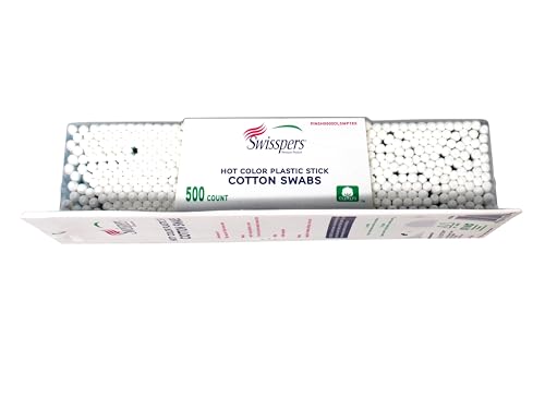 Swisspers 100% Cotton Colored Swabs - 500 Count for Makeup & First Aid