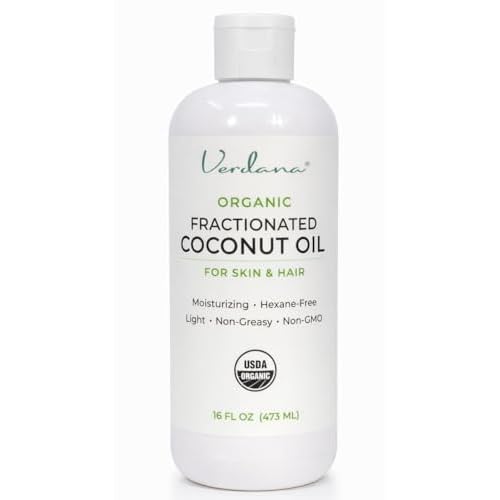 Verdana Organic Fractionated Coconut Oil for Skin & Hair ? Lightweight, Fast Absorbing Carrier Oil for Essential Oils, Body & Scalp Care ? USDA Organic, Unscented
